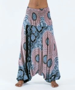 HaremPants.com Women's Mandala Elephant Jumpsuit Elephant Pants In Silver Gray