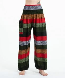 HaremPants.com Boho Green Striped Women's Harem Pants