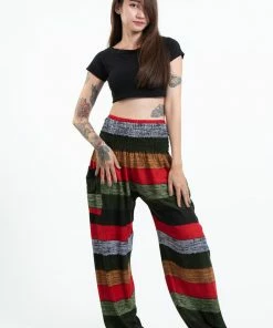 HaremPants.com Boho Green Striped Women's Harem Pants