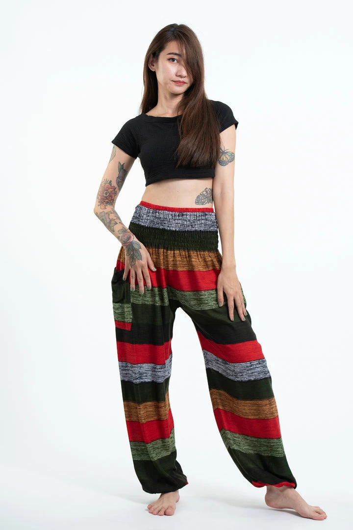 HaremPants.com Boho Green Striped Women's Harem Pants 3 HaremPants.com Boho Green Striped Women's Harem Pants