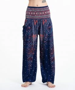 HaremPants.com Peacock Feathers Women's Harem Pants In Blue