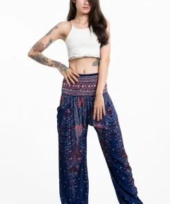 HaremPants.com Peacock Feathers Women's Harem Pants In Blue