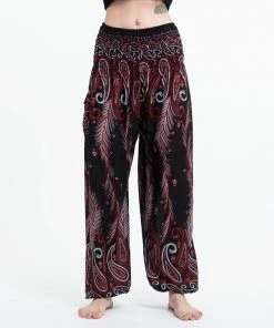 HaremPants.com Paisley Feathers Women's Harem Pants In Black