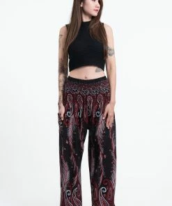 HaremPants.com Paisley Feathers Women's Harem Pants In Black