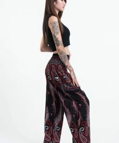 HaremPants.com Paisley Feathers Women's Harem Pants In Black
