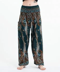 HaremPants.com Paisley Feathers Women's Harem Pants In Green