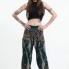 HaremPants.com Paisley Feathers Women's Harem Pants In Green