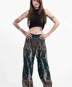 HaremPants.com Paisley Feathers Women's Harem Pants In Green
