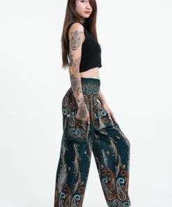 HaremPants.com Paisley Feathers Women's Harem Pants In Green