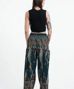 HaremPants.com Paisley Feathers Women's Harem Pants In Green