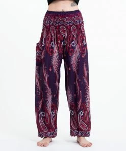 HaremPants.com Paisley Feathers Women's Harem Pants In Purple