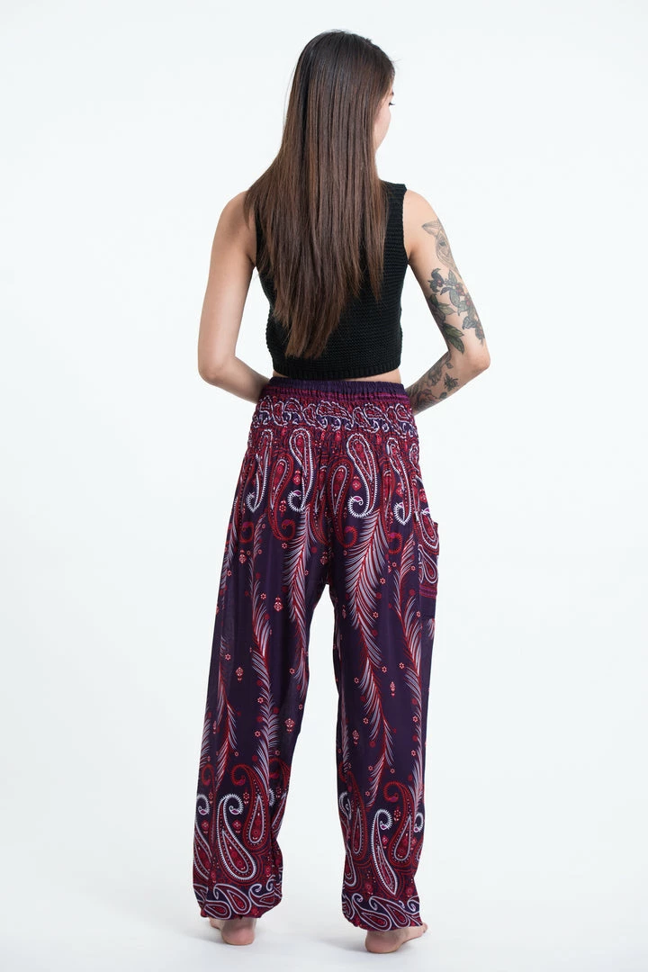 HaremPants.com Paisley Feathers Women's Harem Pants In Purple 6 HaremPants.com Paisley Feathers Women's Harem Pants In Purple