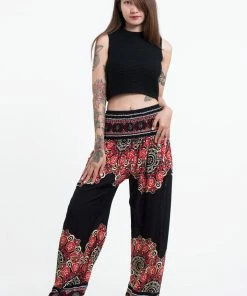 HaremPants.com Peony Mandalas Women's Harem Pants In Black