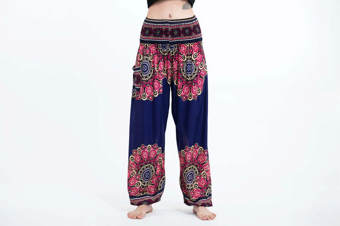 HaremPants.com Peony Mandalas Women's Harem Pants In Indigo 4 HaremPants.com Peony Mandalas Women's Harem Pants In Indigo