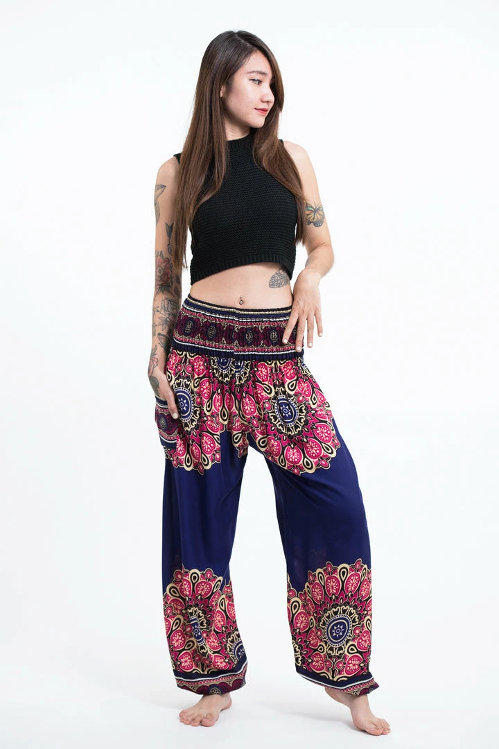 HaremPants.com Peony Mandalas Women's Harem Pants In Indigo 3 HaremPants.com Peony Mandalas Women's Harem Pants In Indigo