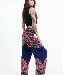 HaremPants.com Peony Mandalas Women's Harem Pants In Indigo 8 HaremPants.com Peony Mandalas Women's Harem Pants In Indigo