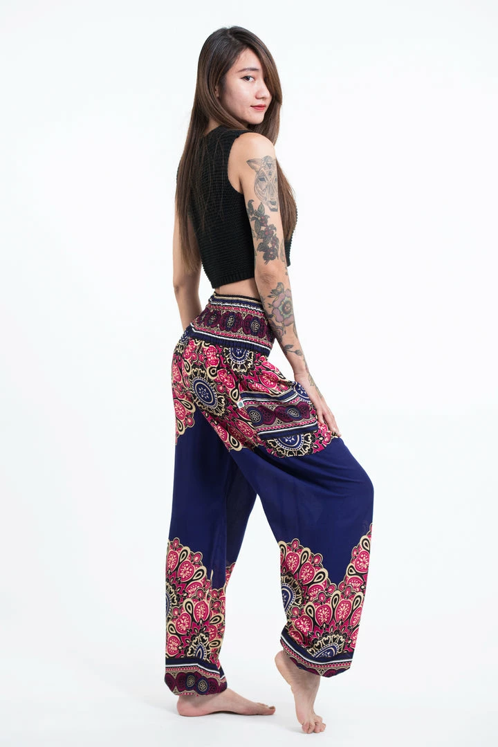HaremPants.com Peony Mandalas Women's Harem Pants In Indigo 5 HaremPants.com Peony Mandalas Women's Harem Pants In Indigo