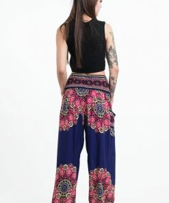 HaremPants.com Peony Mandalas Women's Harem Pants In Indigo 9 HaremPants.com Peony Mandalas Women's Harem Pants In Indigo