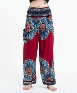HaremPants.com Peony Mandalas Women's Harem Pants In Red