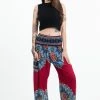 HaremPants.com Peony Mandalas Women's Harem Pants In Red