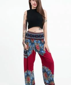 HaremPants.com Peony Mandalas Women's Harem Pants In Red