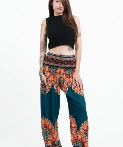 HaremPants.com Peony Mandalas Women's Harem Pants In Teal