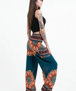 HaremPants.com Peony Mandalas Women's Harem Pants In Teal