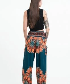 HaremPants.com Peony Mandalas Women's Harem Pants In Teal