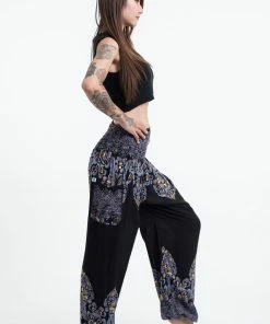HaremPants.com Floral Vines Women's Harem Pants In Black