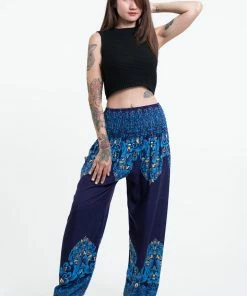 HaremPants.com Floral Vines Women's Harem Pants In Blue