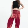 HaremPants.com Floral Vines Women's Harem Pants In Red 2 HaremPants.com Floral Vines Women's Harem Pants In Red
