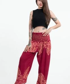 HaremPants.com Floral Vines Women's Harem Pants In Red
