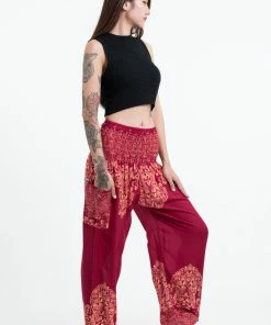 HaremPants.com Floral Vines Women's Harem Pants In Red