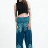 HaremPants.com Floral Vines Women's Harem Pants In Turquoise