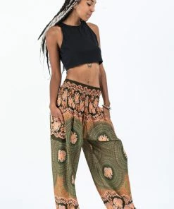 HaremPants.com Mandala Elephant Women's Elephant Pants In Olive