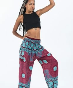 HaremPants.com Mandala Elephant Women's Elephant Pants In Red