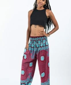 HaremPants.com Mandala Elephant Women's Elephant Pants In Red