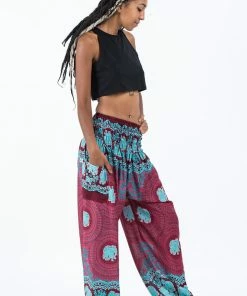 HaremPants.com Mandala Elephant Women's Elephant Pants In Red