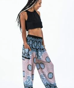HaremPants.com Mandala Elephant Women's Elephant Pants In Silver Gray