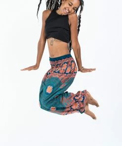 HaremPants.com Mandala Elephant Women's Elephant Pants In Turquoise