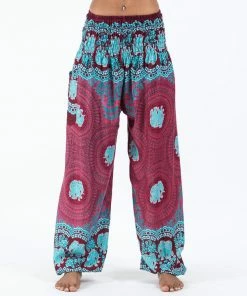 HaremPants.com Mandala Elephant Women's Elephant Pants In Red