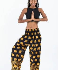 HaremPants.com Golden Elephant Women's Elephant Pants In Black