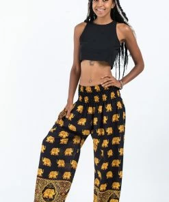 HaremPants.com Golden Elephant Women's Elephant Pants In Black