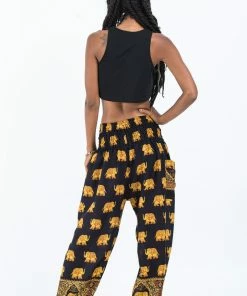 HaremPants.com Golden Elephant Women's Elephant Pants In Black