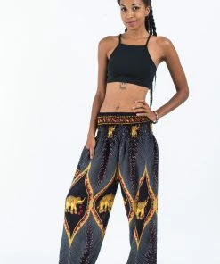 HaremPants.com Peacock Elephant Women's Elephant Pants In Black