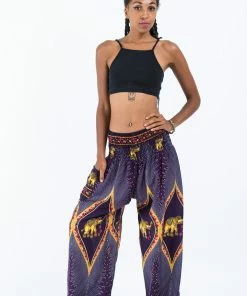 HaremPants.com Peacock Elephant Women's Elephant Pants In Purple