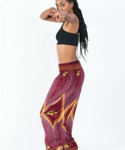HaremPants.com Peacock Elephant Women's Elephant Pants In Red