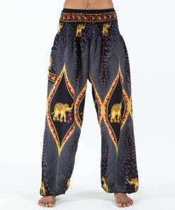 HaremPants.com Peacock Elephant Women's Elephant Pants In Black