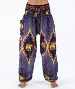 HaremPants.com Peacock Elephant Women's Elephant Pants In Purple
