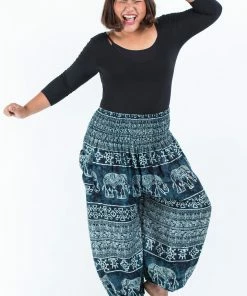 HaremPants.com Plus Size Marble Elephant Women's Elephant Pants In Black